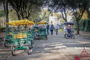 Rome with kids Pedal bikes in the park of Villa Borghese