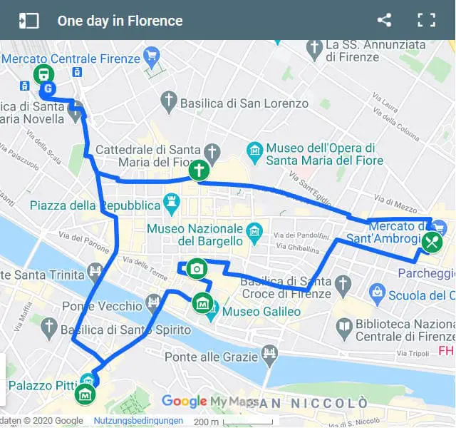 One day in Florence map