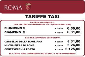Roma aeroporto tariffe taxi